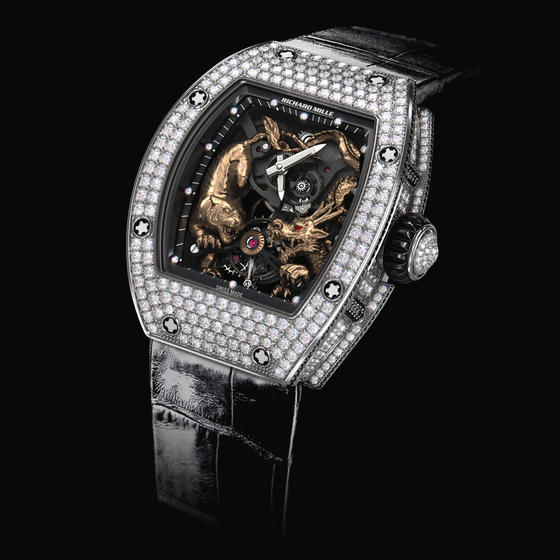 Replica 2014 New Richard Mille RM 051-01 Tourbillon Tiger and Dragon Michelle Yeoh Pavé White Gold Watch